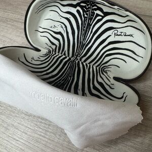 Roberto Cavalli Black and White Sunglasses Case & Dust Cloth